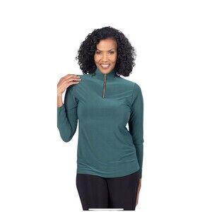 Last Tango Mock Neck Zip Top Forest Green Size M NWT